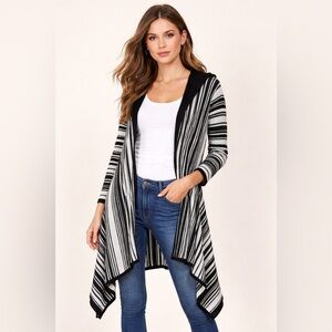 Black & white long cardigan duster